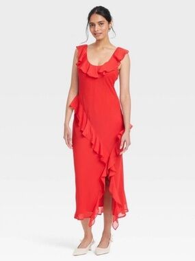 NWT Red A New Day Ruffle Slip Dress in size medium